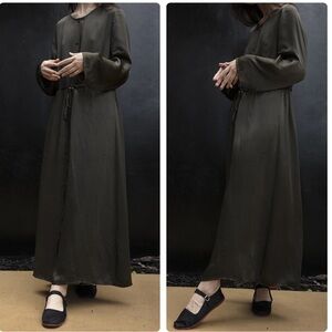 Ali Golden Long Sleeve Button Down Maxi Dress in Mud Size XS‎